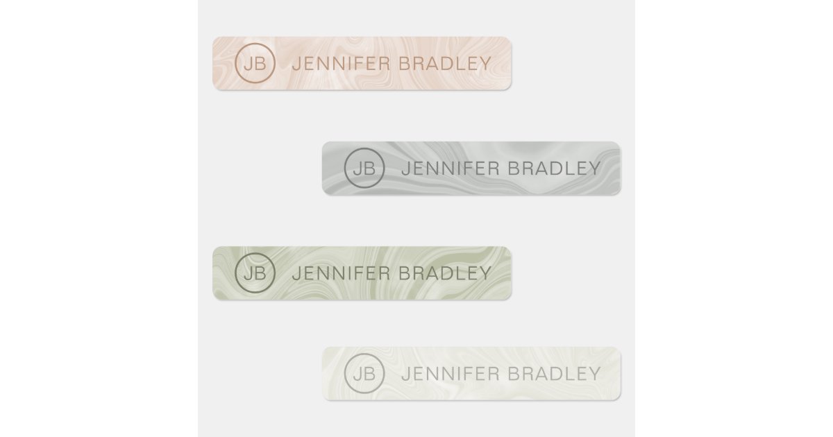 Monogram Custom Name Clothing Tags Marble Labels | Zazzle