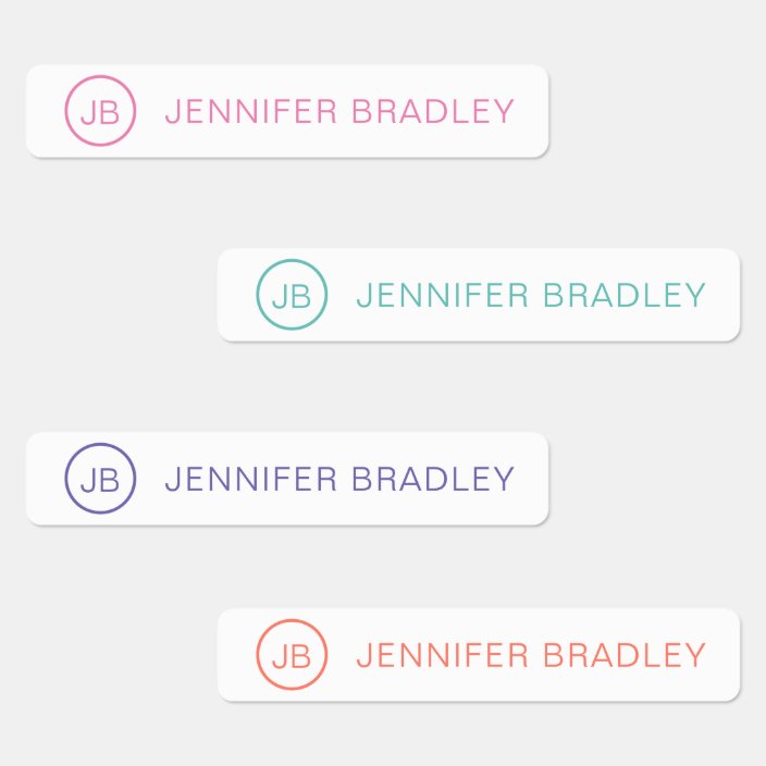 Monogram Custom Name Clothing Tags Pink Green Labels Zazzle
