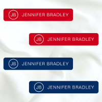Monogram Custom Name Clothing Tags Red and Blue