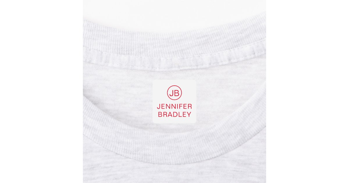 Monogram Custom Name Clothing Tags Red Blue Green Labels