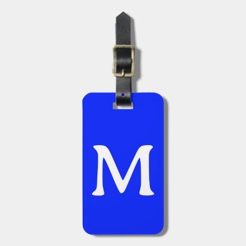 Monogram Custom Name Color Neon Blue White Cool Luggage Tag