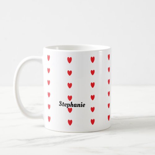 Monogram Custom Name Cute Red Doodle Hearts Gift Coffee Mug