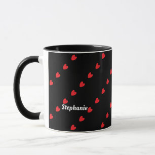 Monogram Custom Name Cute Red Hearts Modern 2023 Mug