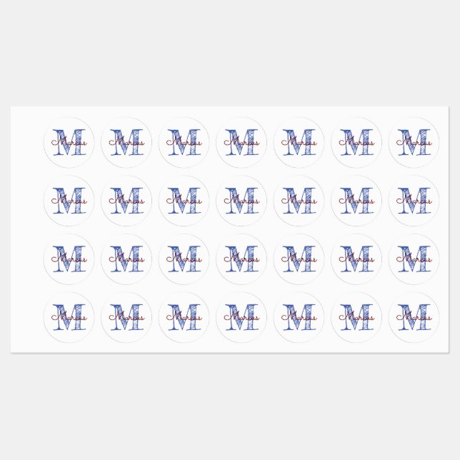 Monogram Custom Name Kid's Clothing Labels (Sheet)