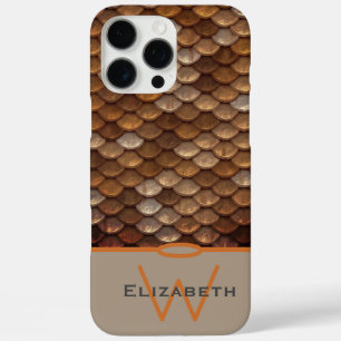 Monogram Custom Name Metallic Mermaid Scales iPhone 16 Pro Max Case