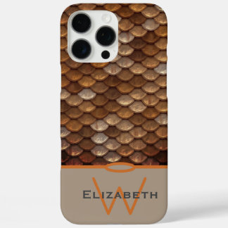 Monogram Custom Name Metallic Mermaid Scales iPhone 16 Pro Max Case