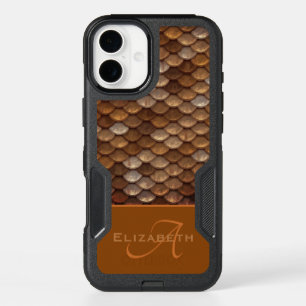 Monogram Custom Name Metallic Mermaid Scales iPhone 16 Plus Case