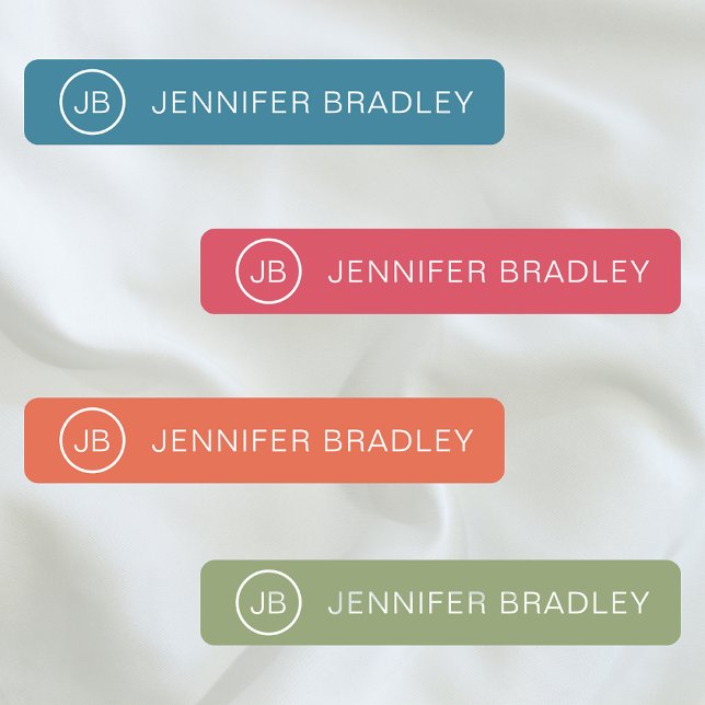 Monogram Custom Name Modern Colorful Girly Labels (Creator Uploaded)