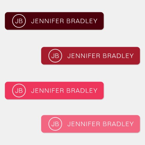 Monogram Custom Name Modern Red Pink Girly Labels