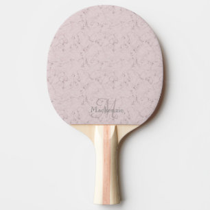 Monogram Custom Name Pink Gray Marble Pattern Ping Pong Paddle
