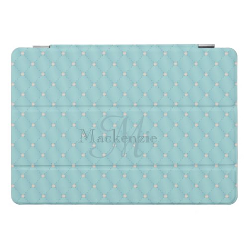 Monogram Custom Name Quilt Design Turquoise Mint iPad Pro Cover