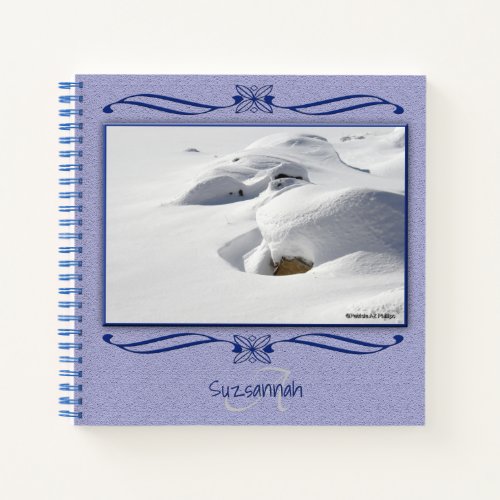 Monogram Custom Name Snow Drifts Blank Page Sketch Notebook