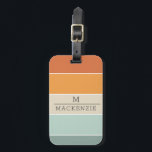 Monogram Custom Name Stripe Peach Blue Coral Teal  Luggage Tag<br><div class="desc">Monogram Custom Name Summer Stripe Luggage Tags make sure not to lose your belongings anywhere you travel since they are embellished with your monogram and family or personal name.</div>