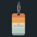 Monogram Custom Name Stripe Peach Blue Coral Teal  Luggage Tag<br><div class="desc">Monogram Custom Name Summer Stripe Luggage Tags make sure not to lose your belongings anywhere you travel since they are embellished with your monogram and family or personal name.</div>