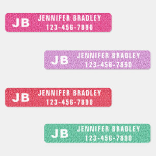 Monogram Custom Personalised Name Girly Glitter Labels