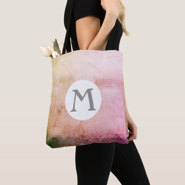 monogram custom personalized abstract art  tote bag (Close Up)