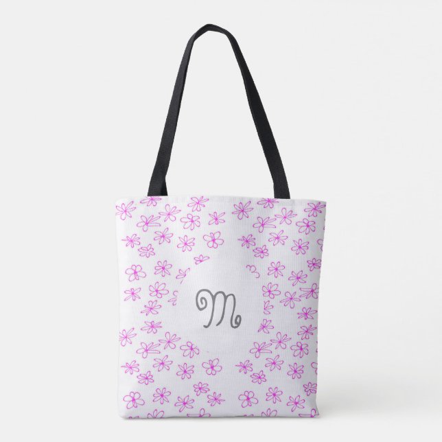 monogram custom personalized cute tote bag (Back)