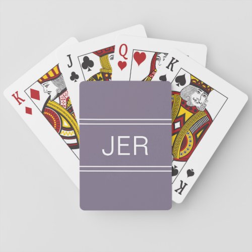 Monogram Custom Personalized Modern Initial Purple Playing Cards