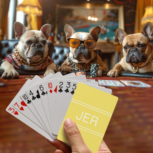 Monogram Custom Personalized Modern Initial Yellow Poker Cards