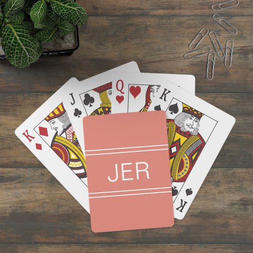 Monogram Custom Personalized Modern Orange Red Playing Cards