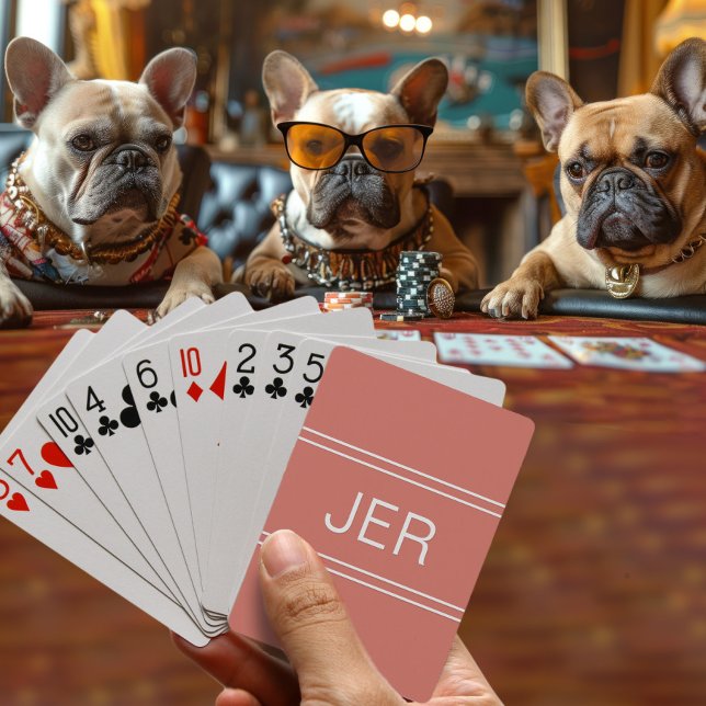 Monogram Custom Personalized Modern Orange Red Poker Cards (Monogram Custom Personalized Modern Orange Red Playing Cards)