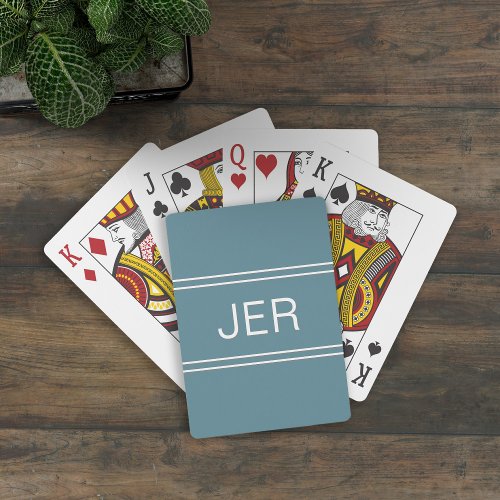 Monogram Custom Personalized Modern Turquoise Poker Cards