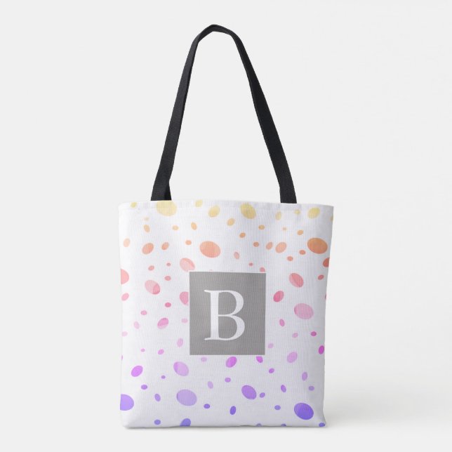 monogram custom personalized polka dot  tote bag (Back)