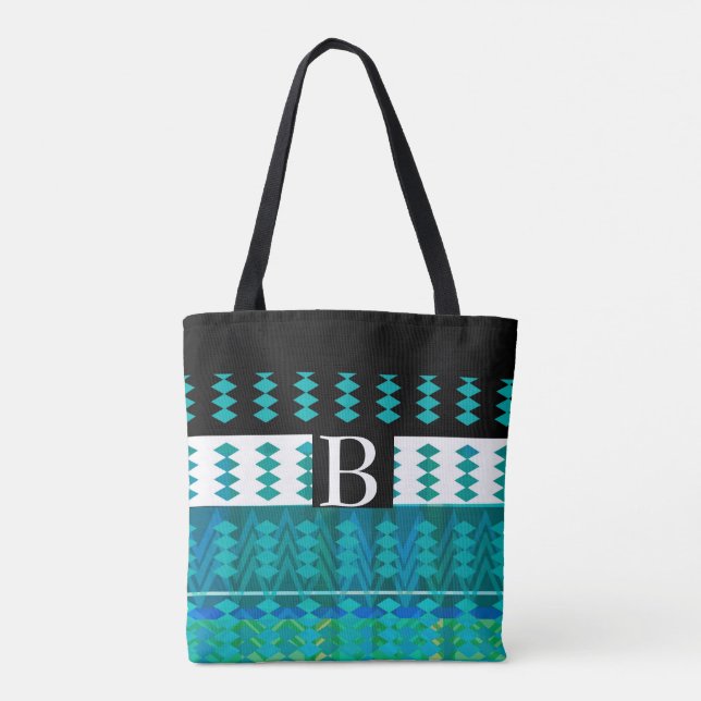 monogram custom personalized stylish tote bag (Back)