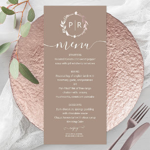 Monogram Custom Photo Wedding Menu Card