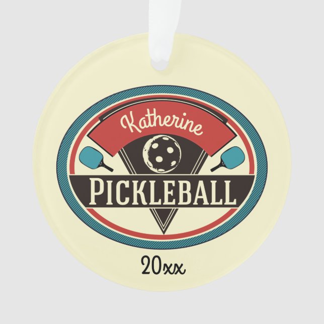 Monogram Custom Pickleball Player Ornament (Front)