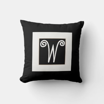 Monogram Custom Pillow Bold Black And White Decor by annpowellart at Zazzle