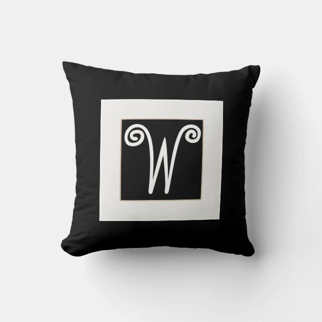 monogram custom pillow bold black and white decor (Front)