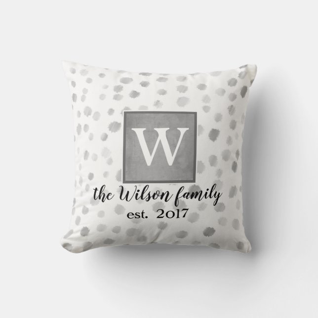 monogram custom pillow gray and white design (Front)