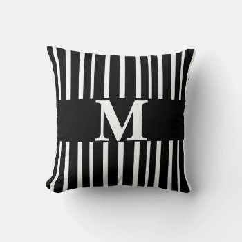 Monogram Custom Pillow Modern Chic Stripes by annpowellart at Zazzle