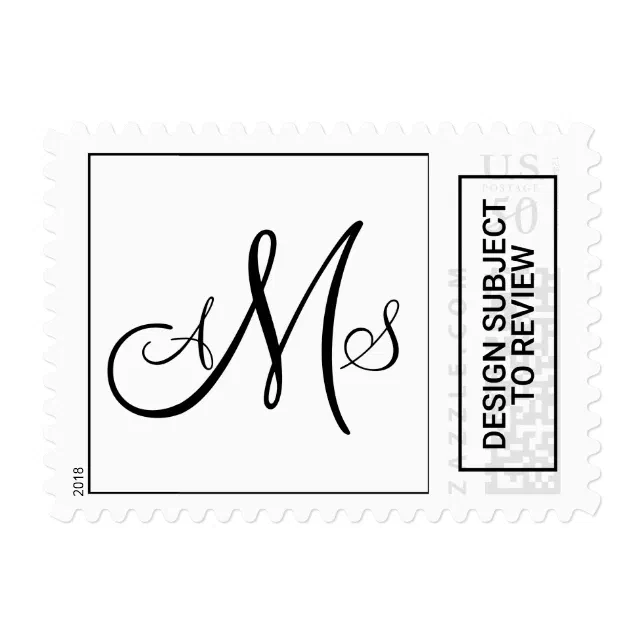 Elegant Monogram Postage Stamp for Weddings Swirls, Zazzle