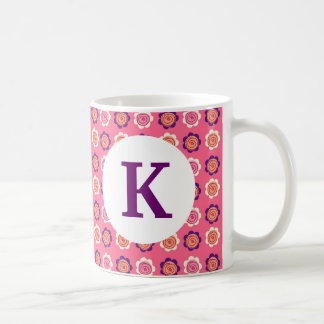 Monogram Custom Printed Coffee Mug Pretty Flowers