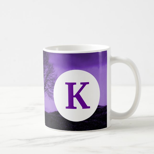 Monogram Custom Printed Coffee Tree Silhouette Coffee Mug (Right)
