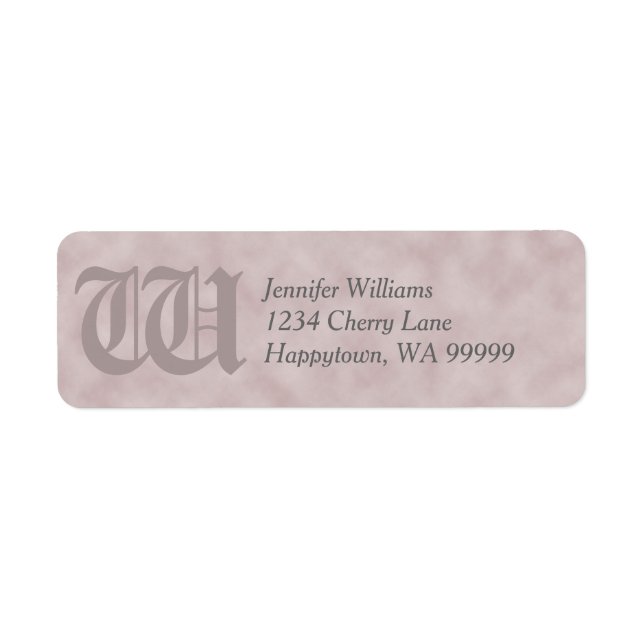 Monogram Custom Rose-Pink Parchment Return Address Label (Front)