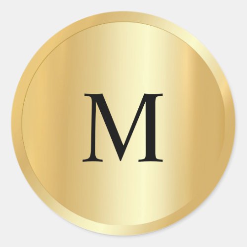 Monogram Custom Template Faux Gold Elegant Classic Round Sticker