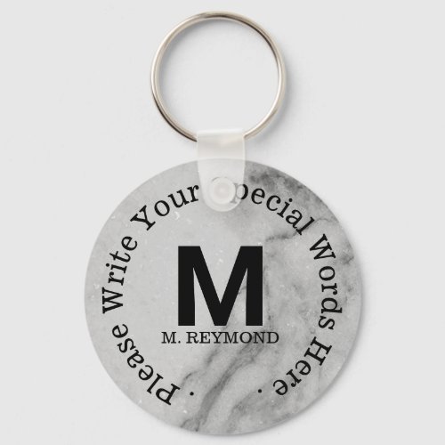 monogram  custom text on promotional keychain