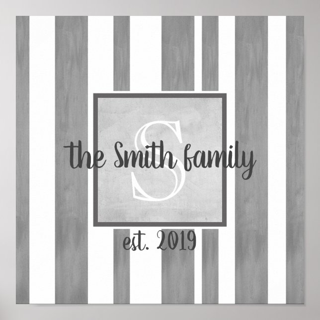 monogram custom to personalize in shades of gray poster (Front)