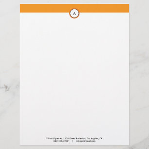 Monogram Customizable Alphabet Orange Letterhead