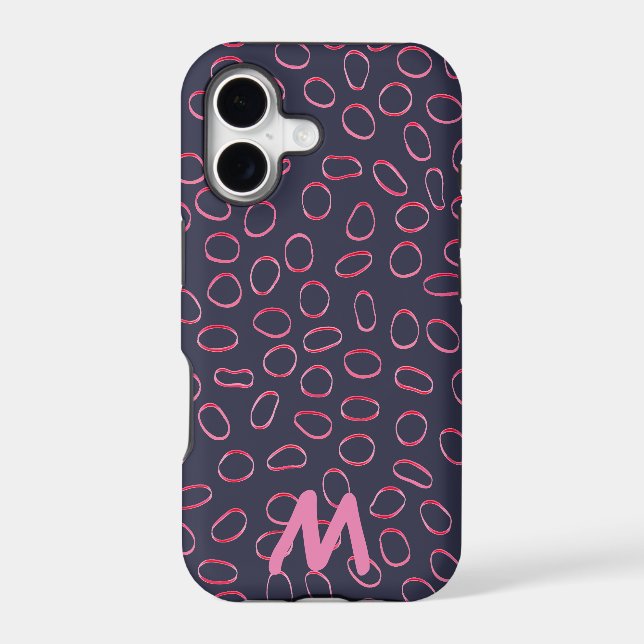 Monogram Customizable Cute Unique Abstract Pattern Iphone Case (Back)
