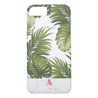 Monogram Customizable Palm Tree Marble Initial iPhone 8/7 Case