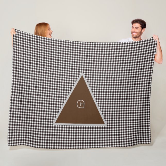   Monogram Customize Chic Plaid Fleece Blanket (In Situ)