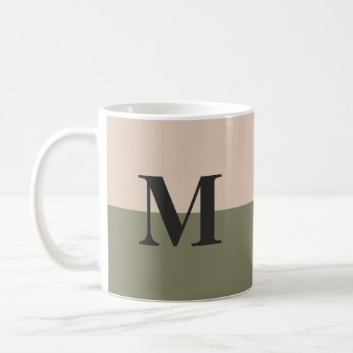 Monogram Customized Blush Pink Sage Green Coffee Mug
