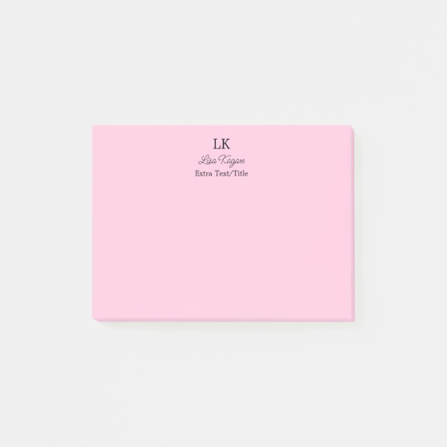 Monogram Customized Initials Name & Title Post-it Notes (Front)