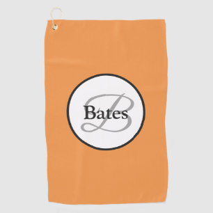 Monogram Customized Orange White Golf Towel