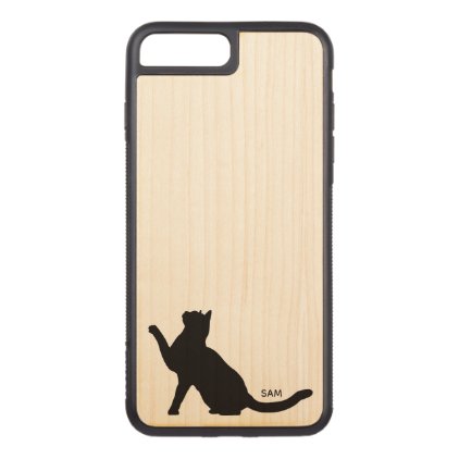 Monogram. Cute Black Cat Silhouette Eyeing Camera Carved iPhone 8 Plus/7 Plus Case