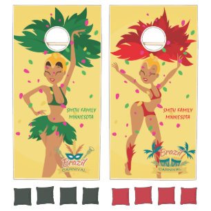 Monogram. Cute Brazilian Girls Carnival Costume. Cornhole Set